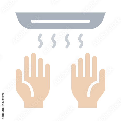 Drying hand icon in flat color style