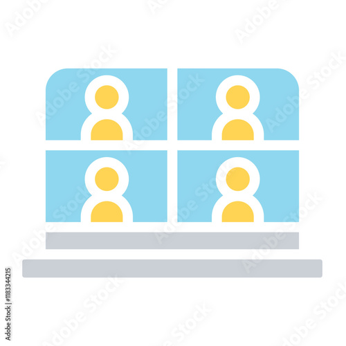 Video conference icon in flat color style