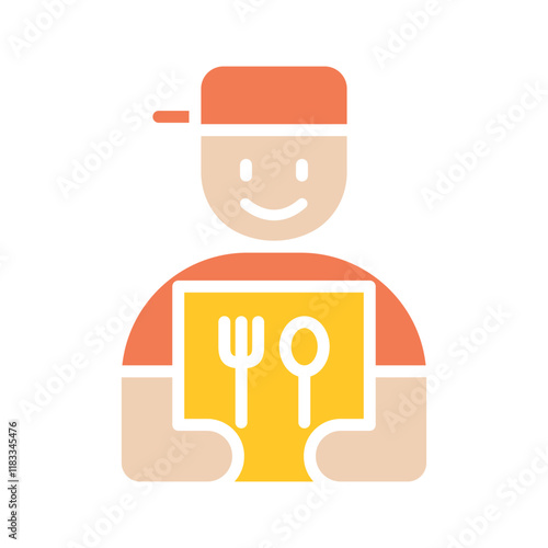 Food delivery icon in flat color style