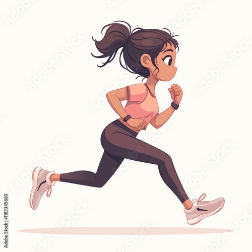 Energized Elegance: A Woman Running in Style Generative AI photo