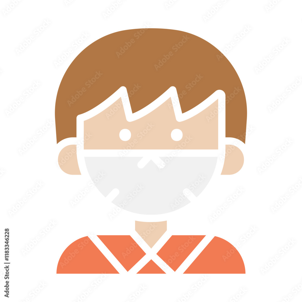 man face with mask icon in flat color style man face with mask icon in flat color style