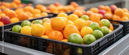 Obraz  z motywem Fresh citrus harvest event local market food photography indoor setting close-up view vibrant colors