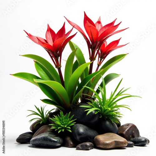 Aquatic plant Pterophyllum Rio Manacapuru Redback growing with rocks, nature, decor photo