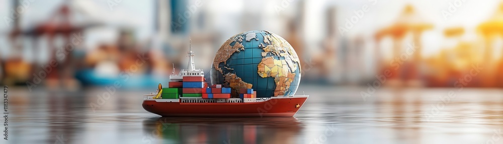 Fototapeta premium export strategy flat design front view global market theme 3D render vivid