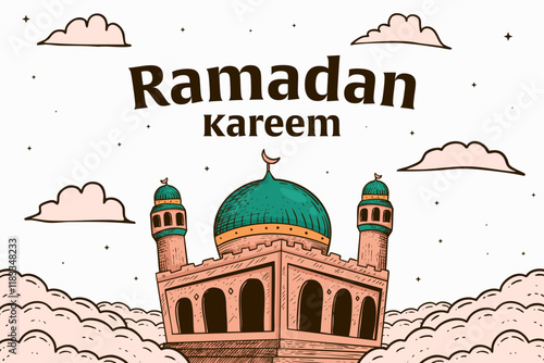 hand drawn ramadan kareem background illustration design