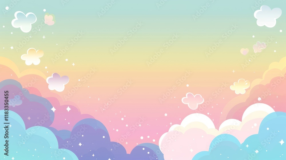 Abstract kawaii colorful sky background, soft gradient pastel color background. Abstract kawaii colorful sky background, soft gradient pastel color background.