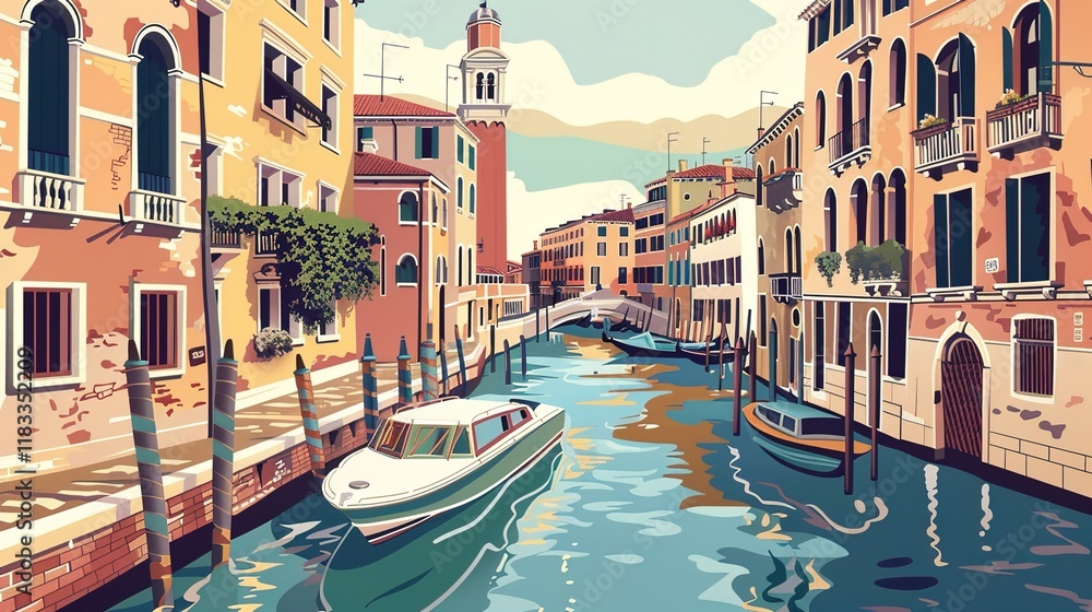 Obraz premium Venice canal pattern wallpaper