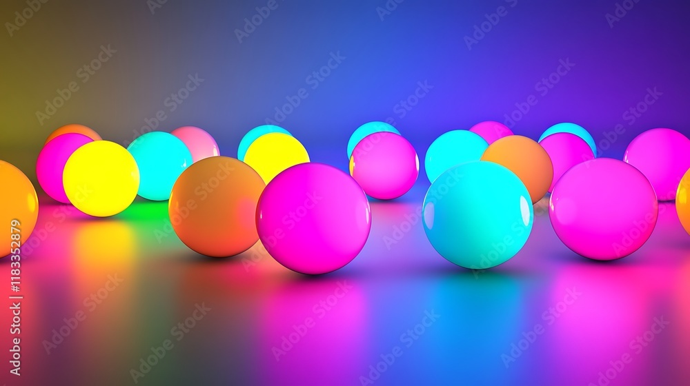 Colorful Spheres Illuminated in a Vivid Gradient Background Colorful Spheres Illuminated in a Vivid Gradient Background
