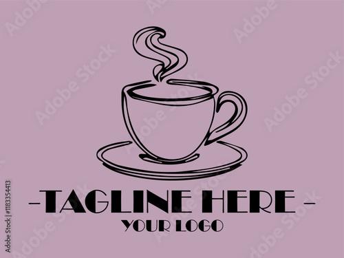 background illustration vector Steaming hot cup on saucer, perfect for coffee shop menus, social media posts, cozy lifestyle blogs, and food and beverage presentations