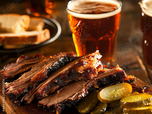 Barbecue Brisket with Pickles and Beer