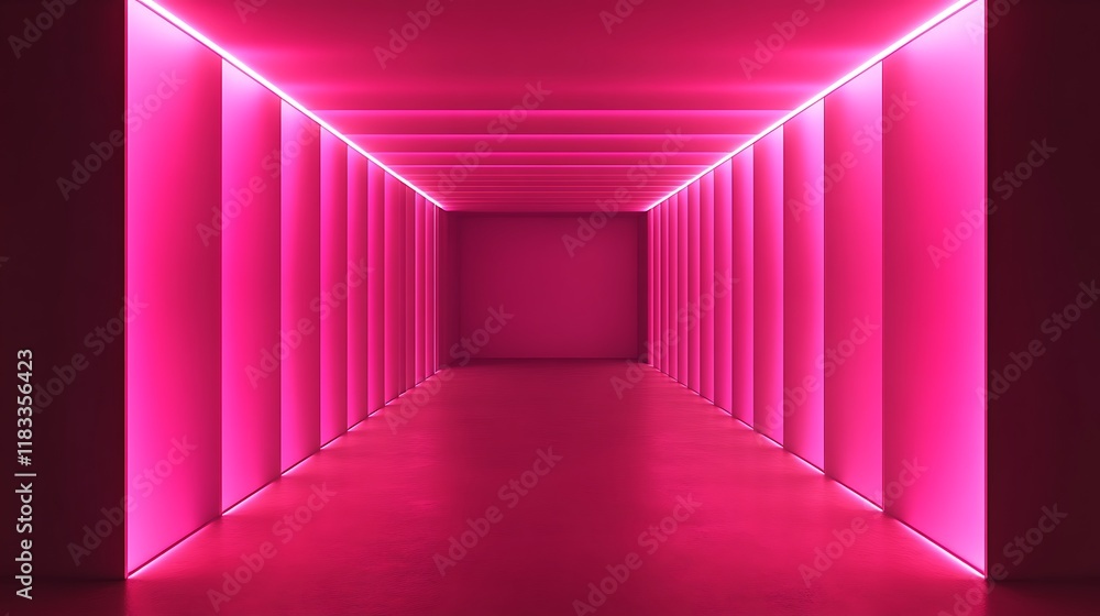 Pink Neon Corridor Illuminated Walls Modern Design Pink Neon Corridor Illuminated Walls Modern Design