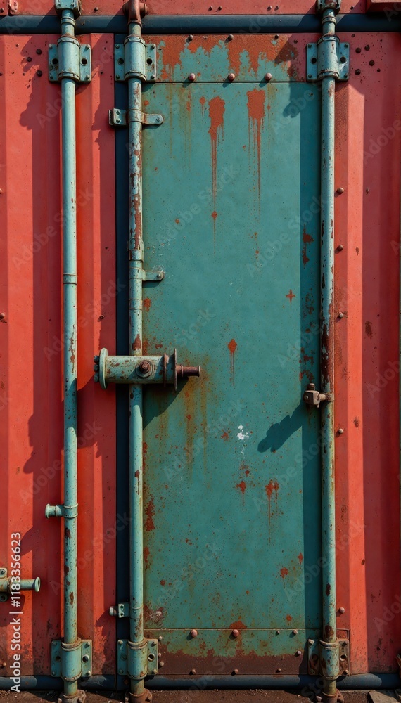 Corrugated metal storage container with bolts and rivets, metal container, metal corrugation, bolts Corrugated metal storage container with bolts and rivets, metal container, metal corrugation, bolts