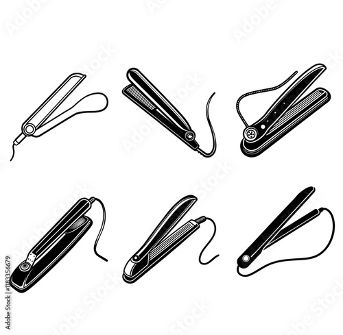 Hair straightener silhouette vector illustration