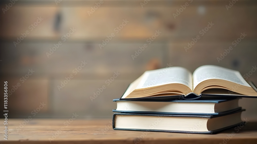 Open Book on a Stack of Books Open Book on a Stack of Books