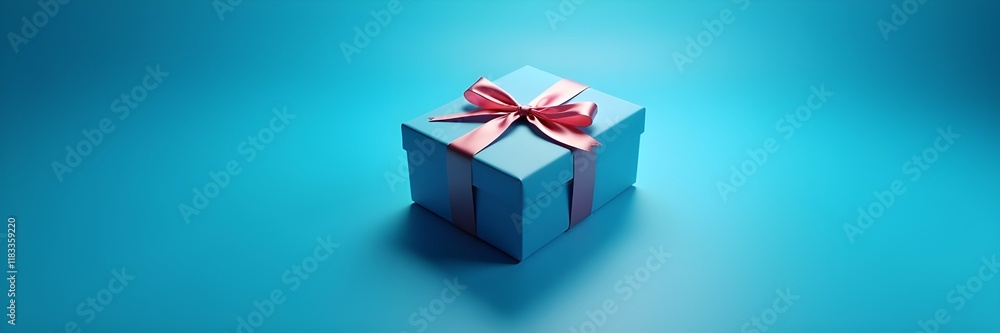 Obraz premium A gift box with a ribbon placed on a vibrant colored surface