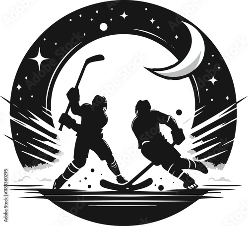 hokey player silhouette vector illustrstion