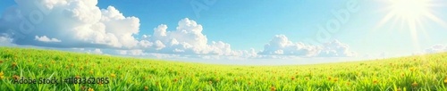 Gentle clouds drift lazily across a sunny meadow, clouds, meadow, soft