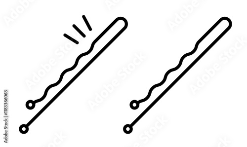 Bobby pin icons set in fill and stroke style on white background