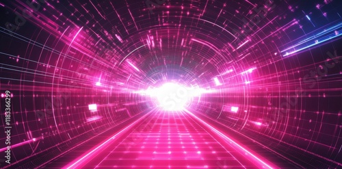 Wallpaper Mural Pink neon light tunnel. Torontodigital.ca