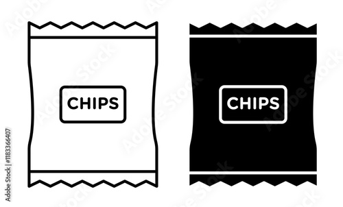 Chips icons set in fill and stroke style on white background