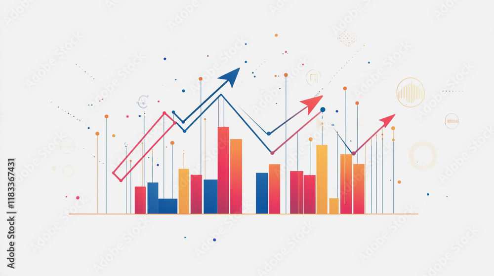 Abstract white background with Colorful charts and graphs with statistics to innovative analyze business potential and forecast future development of companies growth. Abstract white background with Colorful charts and graphs with statistics to innovative analyze business potential and forecast future development of companies growth.