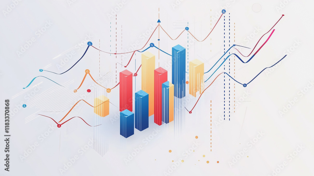 Abstract white background with Colorful charts and graphs with statistics to innovative analyze business potential and forecast future development of companies growth. Abstract white background with Colorful charts and graphs with statistics to innovative analyze business potential and forecast future development of companies growth.