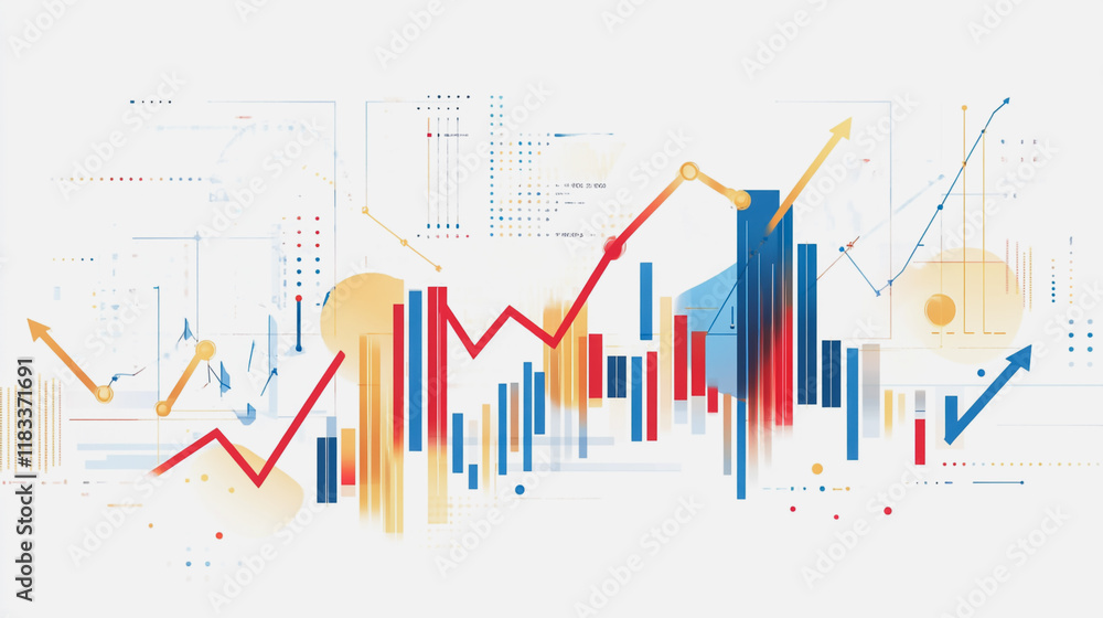 Abstract white background with Colorful charts and graphs with statistics to innovative analyze business potential and forecast future development of companies growth. Abstract white background with Colorful charts and graphs with statistics to innovative analyze business potential and forecast future development of companies growth.