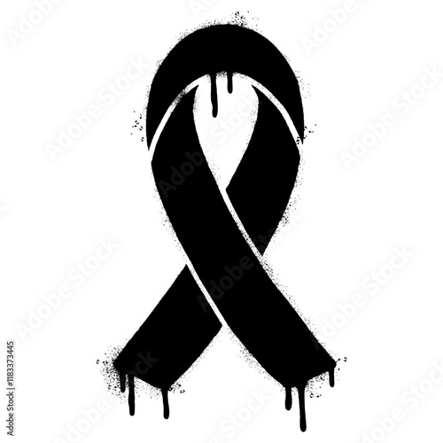 Spray Painted Graffiti Awareness ribbon icon isolated on white background.