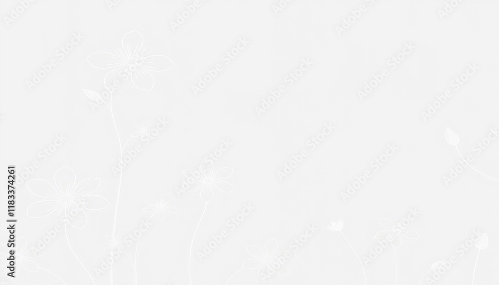 Delicate White Flowers on a Light Gray Background Delicate White Flowers on a Light Gray Background