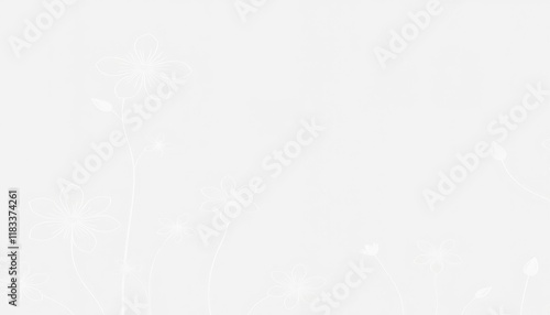 Delicate White Flowers on a Light Gray Background
