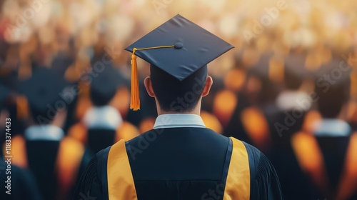 Student receiving top honors in a graduation ceremony surrounded by peers, Winning, drive, recognition, Academic achievement