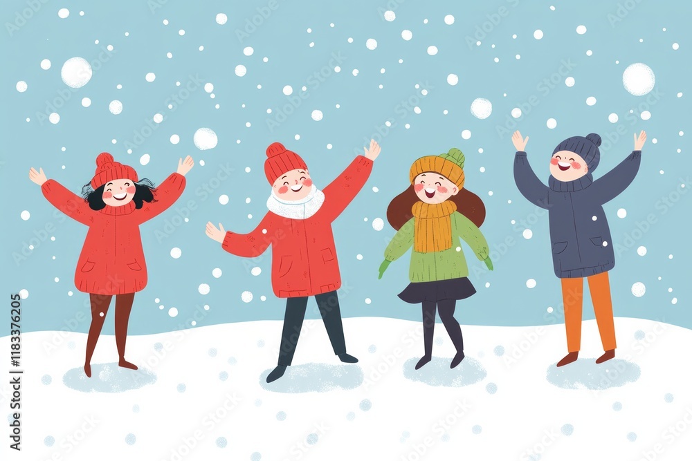 Naklejka premium happy warmly people winter theme