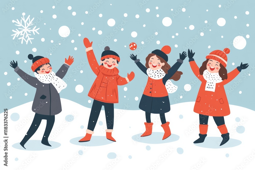Fototapeta premium happy warmly people winter theme