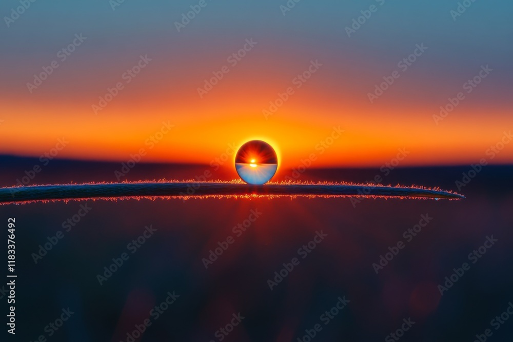 Sun setting over calm ocean creating serene and warm atmosphere Sun setting over calm ocean creating serene and warm atmosphere