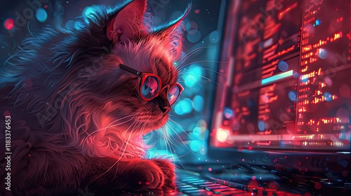art style cat thinking about how to restructure a programming code