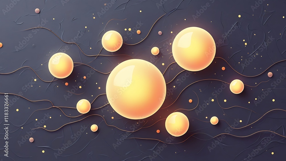 Fototapeta premium Glowing Spheres Abstract Dark Background Design