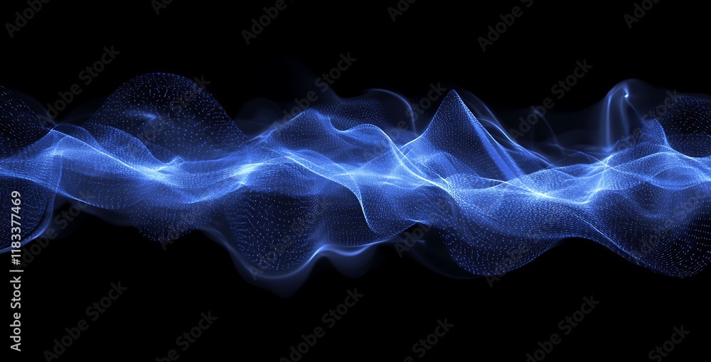 Fototapeta premium Abstract blue glowing lines and dots forming an intricate network on a dark background