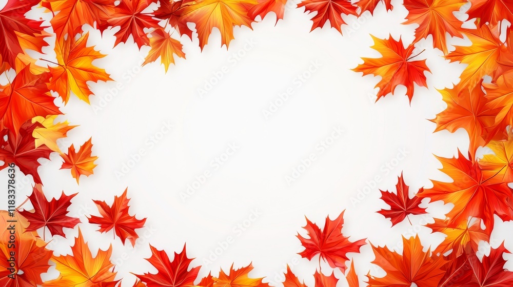 Autumn Maple Leaves Forming a Frame on White Background. Autumn Maple Leaves Forming a Frame on White Background.