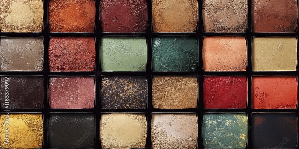 A harmonious make-up color palette rich earthy tones 