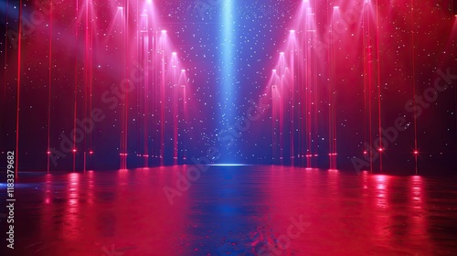 blue light beams and space background with a red background, trance compilation cd