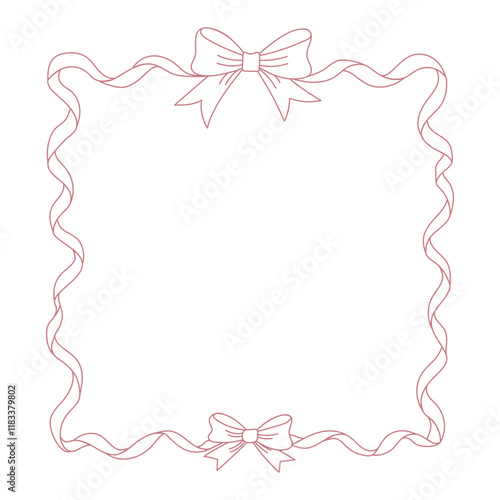 Bow ribbon frame. Frame of coquette pretty charming pink bows and ribbons.