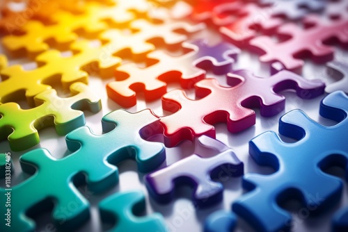 Colorful puzzle pieces symbolizing unity and creativity photo