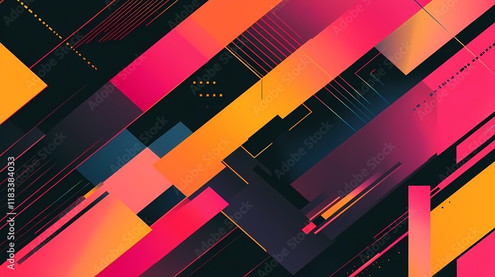 Fototapeta premium Vibrant Abstract Geometric Design with Bold Colors and Dynamic Lines Perfect for Modern Backgrounds or Graphic Design Projects