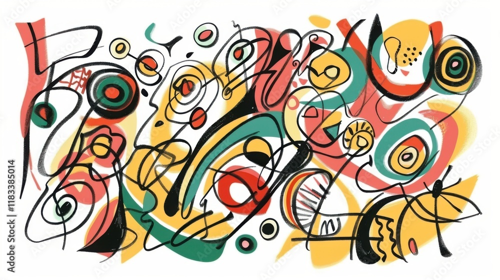 Obraz premium Decorative Elements in the Form of Abstract Doodle Shapes