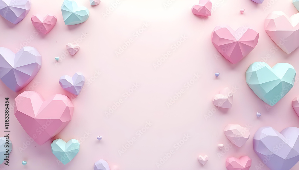 Illustration Background 3D Vector Pattern Abstract Geometric Heart Illustration Background 3D Vector Pattern Abstract Geometric Heart