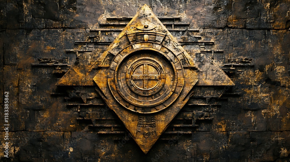 Pyramid adorned with ancient artistic motifs Pyramid adorned with ancient artistic motifs