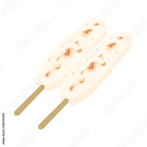 たんぽ餅。フラットなベクターイラスト。
Tanpo mochi. Flat vector illustration.