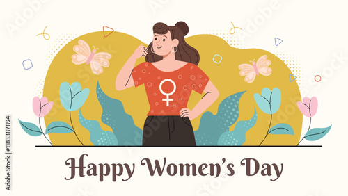 Elegant Women's Day illustration highlighting feminism and empowerment with stylish visuals.