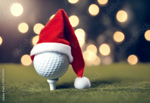 santa golf ball christmas party celebration cap and spot light 