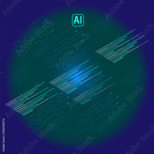 ai background blue, data tech, circuit board, abstract technology background